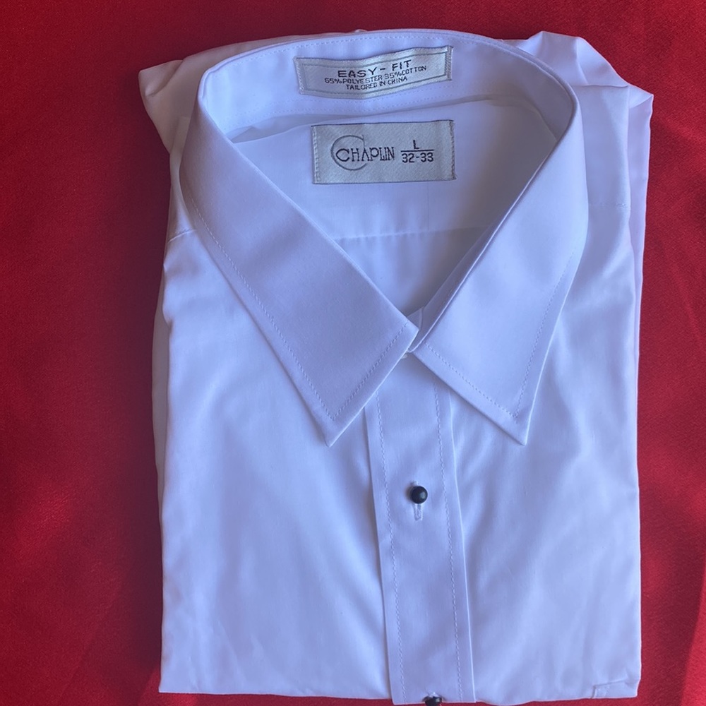 Brand new L-3 Chaplin tuxedo shirt white special occasions for men